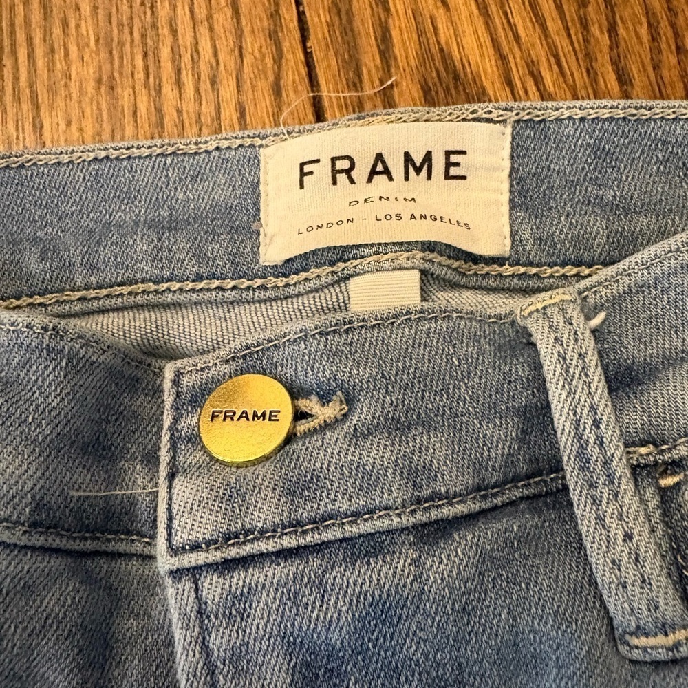 FRAME Le High skinny triangle raw edge jeans 27 - Picture 6 of 7